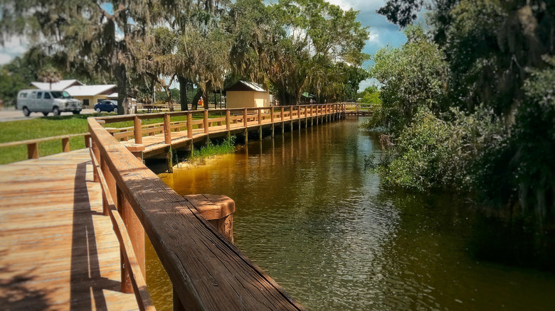 A walkway on Lake June in Lake Placid, FL