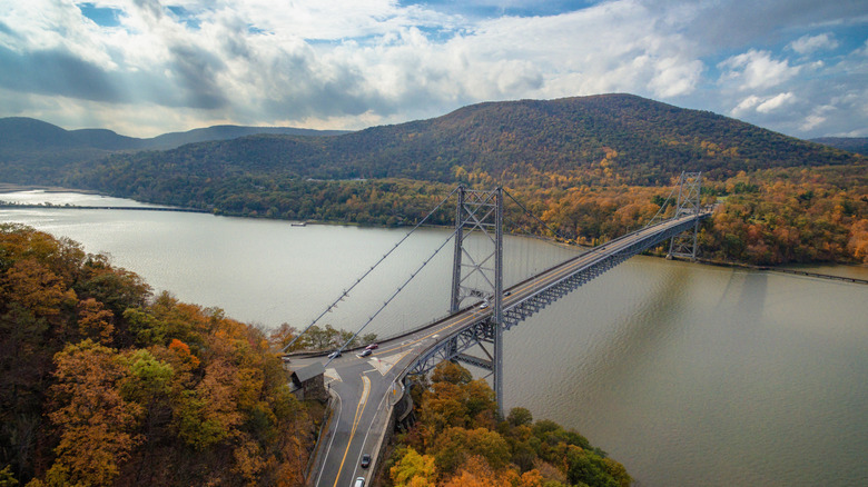 Aerial view of Hudson Valley and bridge