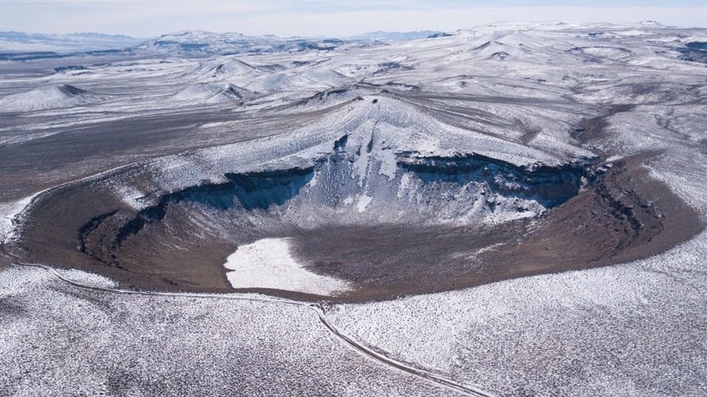 Lunar Crater surrounded by snow