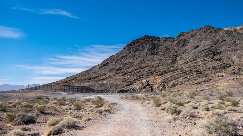 Barbed-wire fence protecting Devils Hole in the Ash Meadows National Wildlife Refuge