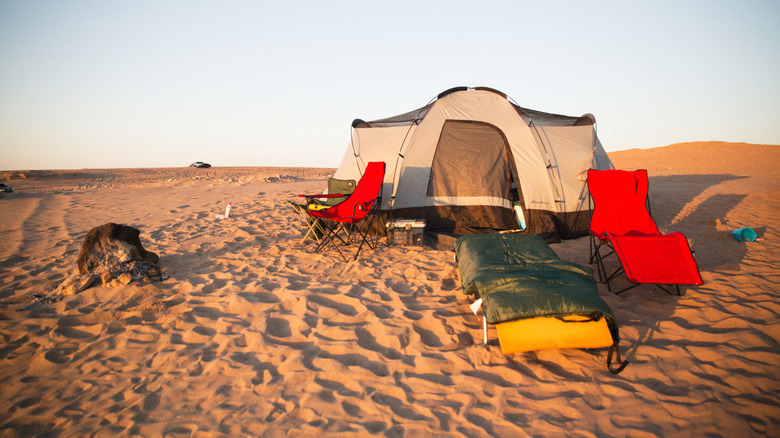 Wild beach camping at Elephant Butte State Park