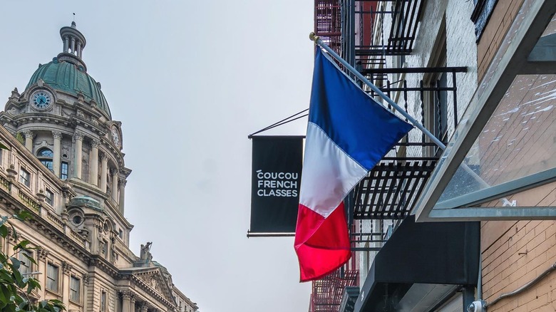 French flag at Coucou language school on Centre Street