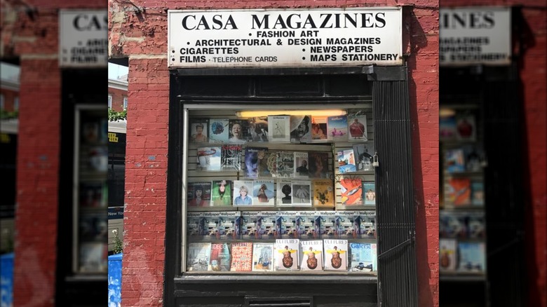 The facade and window display of Casa Magazine in New York