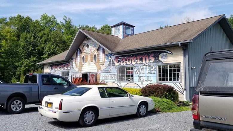 Secret Caverns building and signs