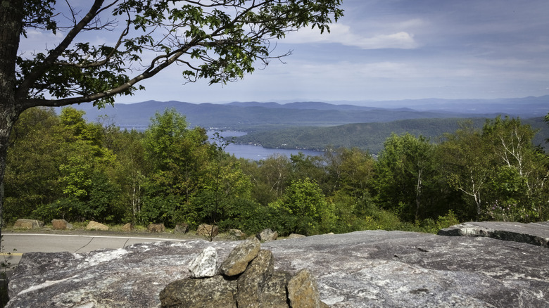 View of Lake George from the top of Prospect Mountain in New York