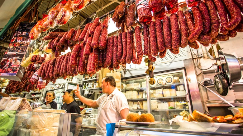 cured meat market stand arthur avenue