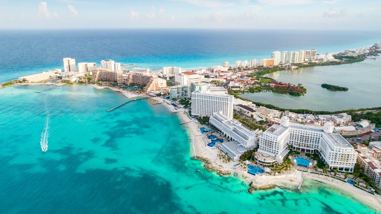 Aerial view of Cancun beach