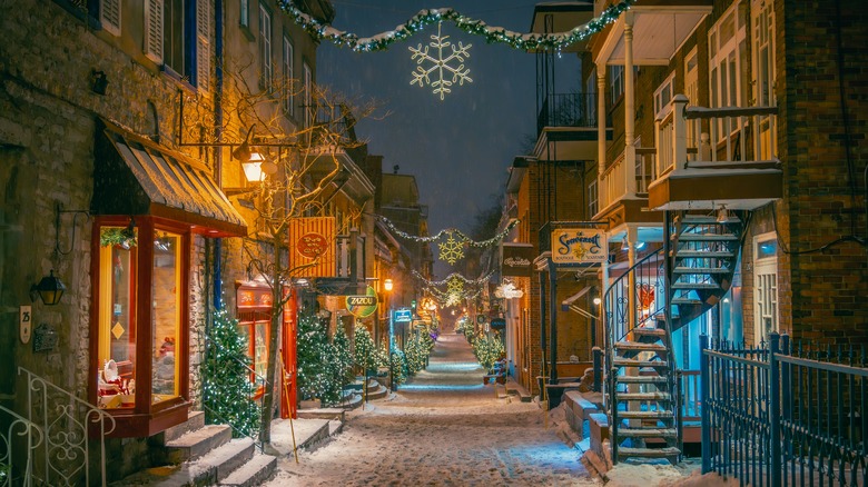 Quebec City's Rue du Petit-Champlain in winter