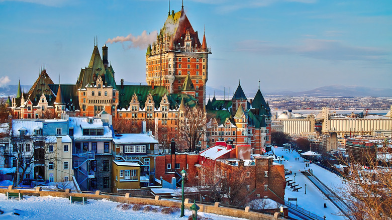 View of Fairmont Chateau Frontenac in the winter