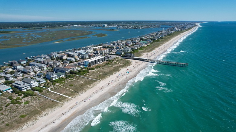 an aerial view of Wrightsville Beach in North Carolina