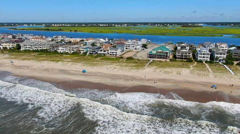 An aerial view of Wrightsville Beach in North Carolina