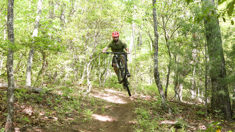 A mountain biker in Brevard