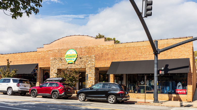 Exterior of Brevard Brewing Company in downtown Brevard