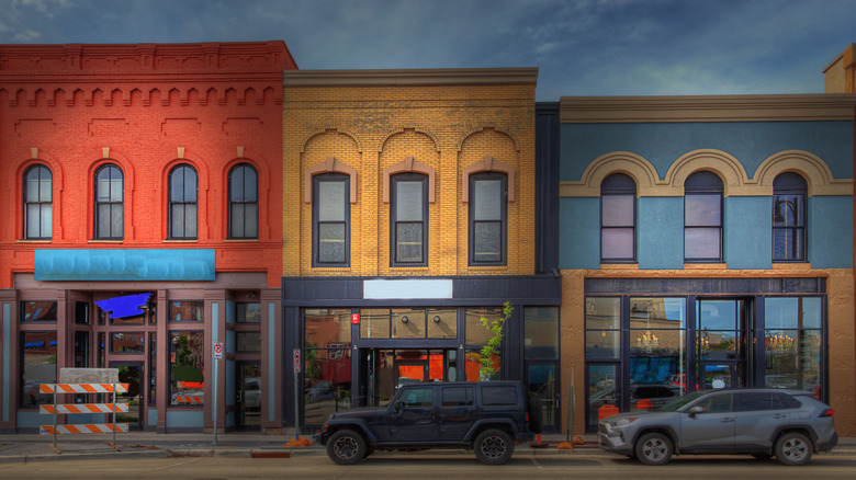 Colorful facades of Main Street in Fargo, North Dakota