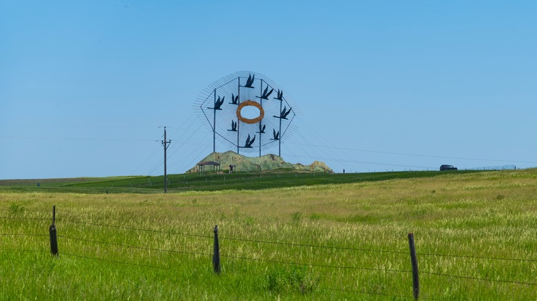 Sculpture of flying birds in North Dakota