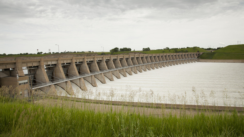 Garrison Dam Missouri River view in North Dakota