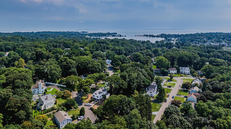 Darien, Connecticut, homes and greenery