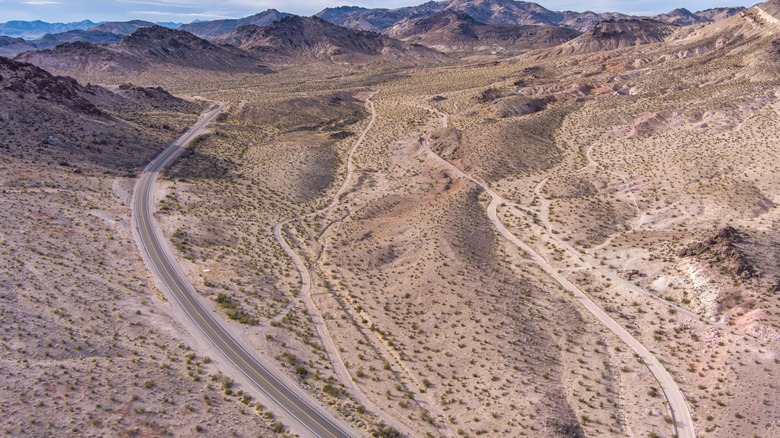 Empty desert terrain between Las Vegas and Reno.