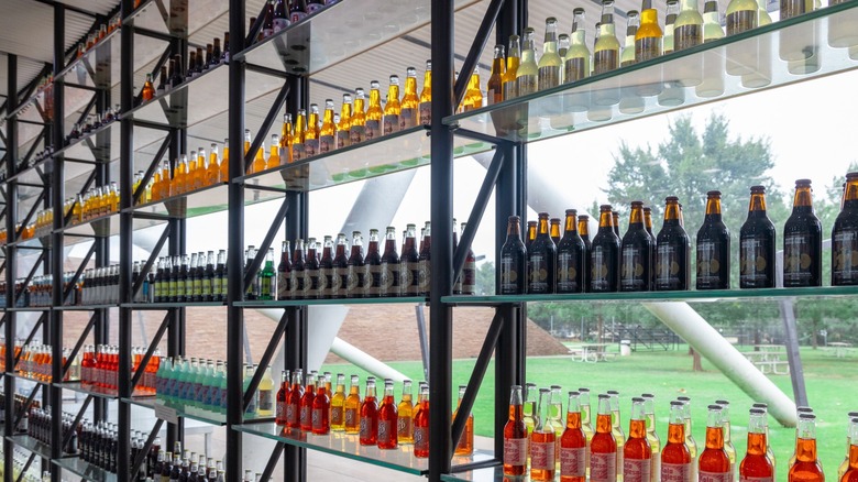 soda bottles line the shelves at POPS