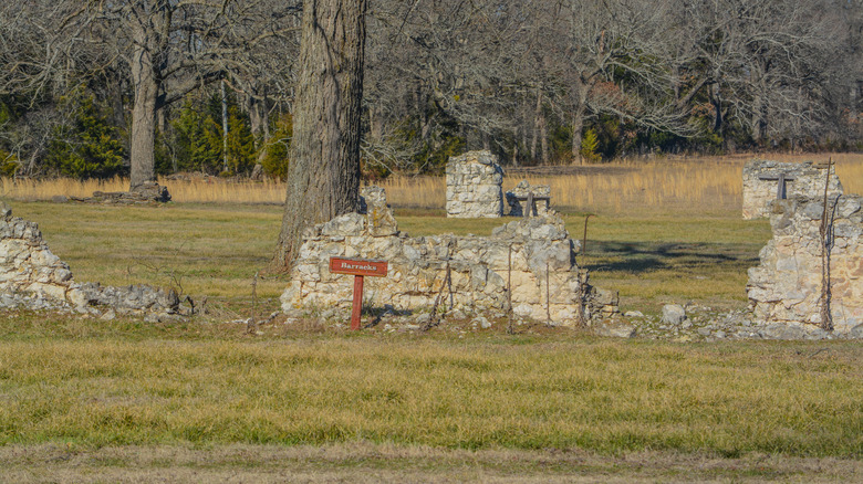 What's left of the barracks at Fort Towson in Oklahoma