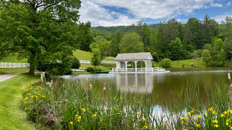 View of the Boathouse on the pond at Blackberry Farm