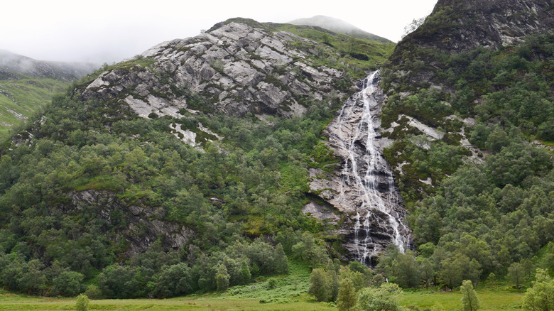 Front view of the Steall Falls in Scotland, United Kingdom