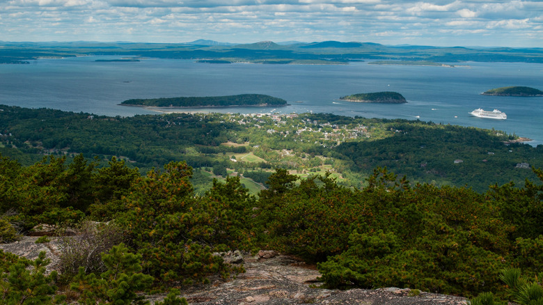 The Town Of Bar Harbor As Seen From Champlain Mountain, Acadia National Park, Maine