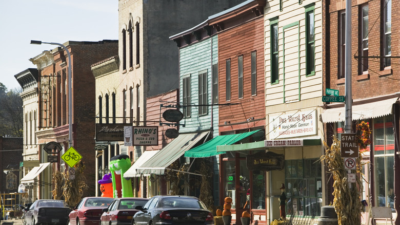 Lanesboro downtown shopping street in Minnesota