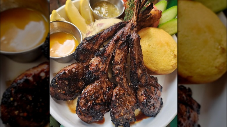 grilled lamb chops on plate