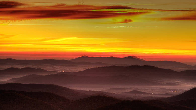 aerial view of the mountains near the Blue Ridge Parkway in North Carolina