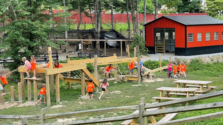 Children roam through the obstacle course at the Elijah Mountain Gem Mine