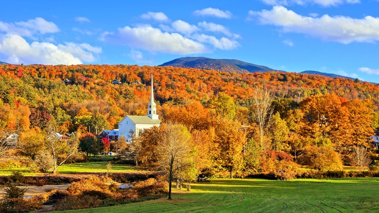 Stowe in colorful fall foliage