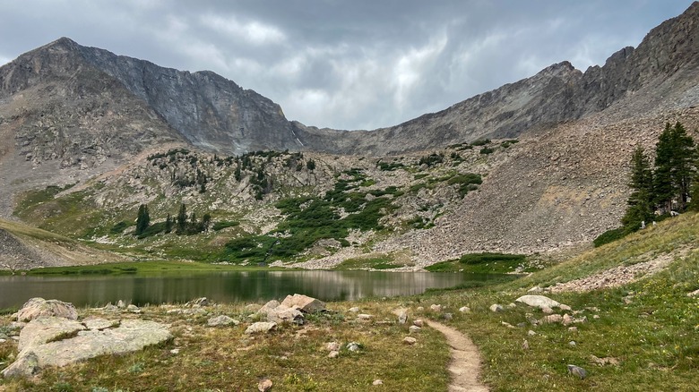 Lake in mountainous valley