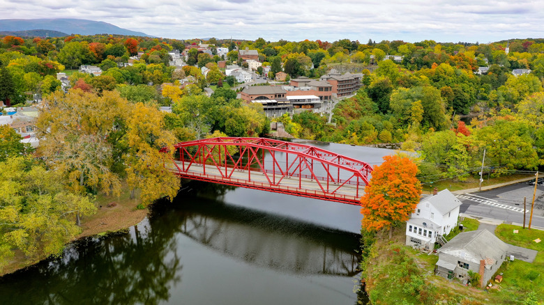 An aerial view of Saugerties in early autumn.