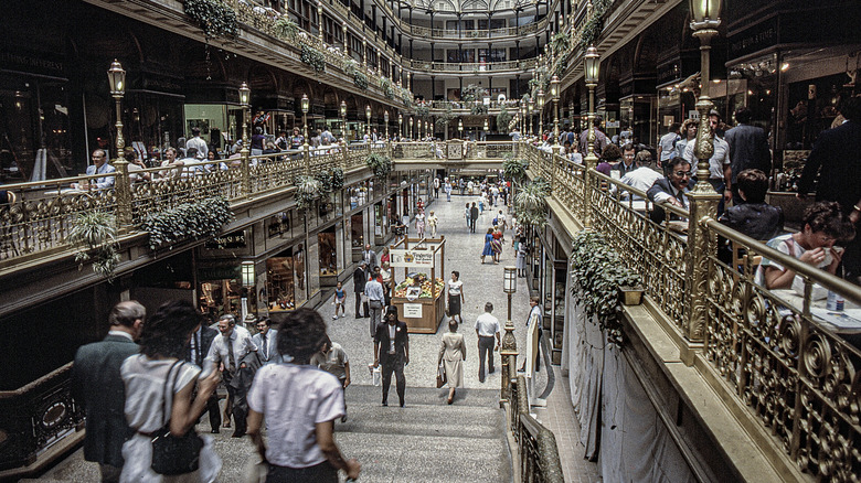 The inside of The Arcade in 1985 in Cleveland, Ohio