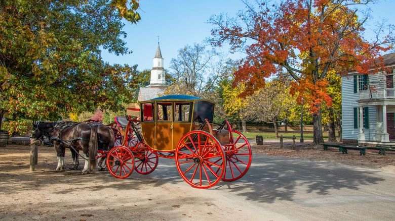 A horse-drawn carriage in Williamsburg, Virginia