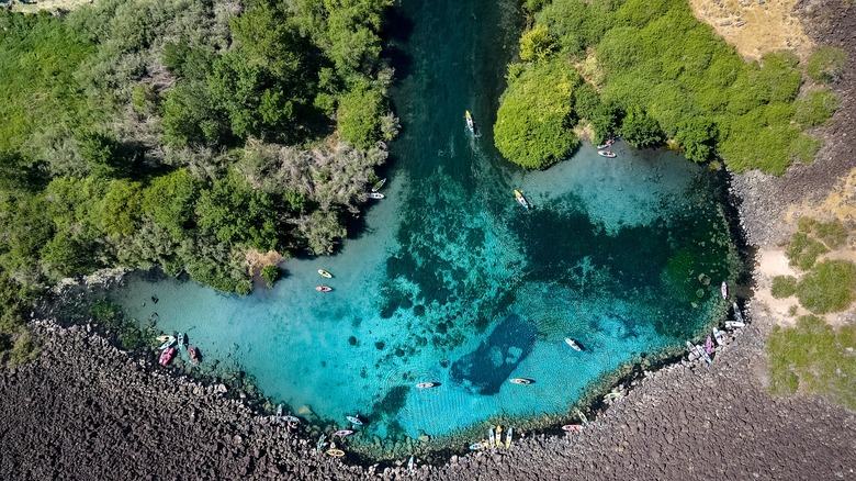 Aerial of Blue Heart Springs in Idaho