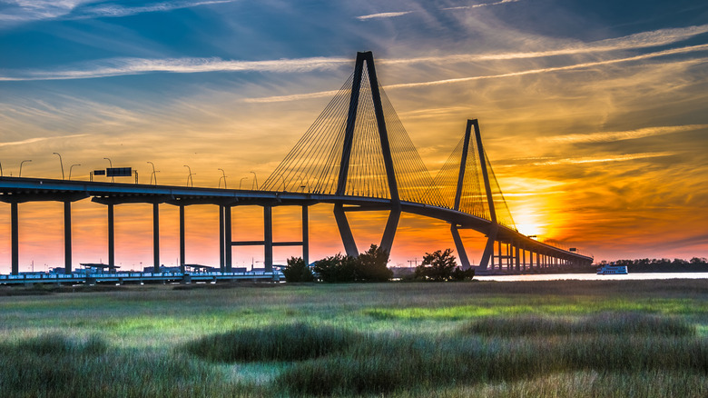 Cooper River Bridge at sunset