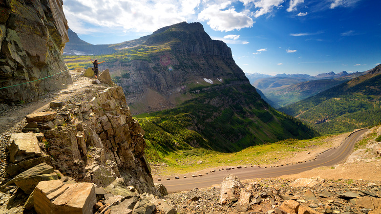 Hiker overlooking the Going-to-the-Sun Road