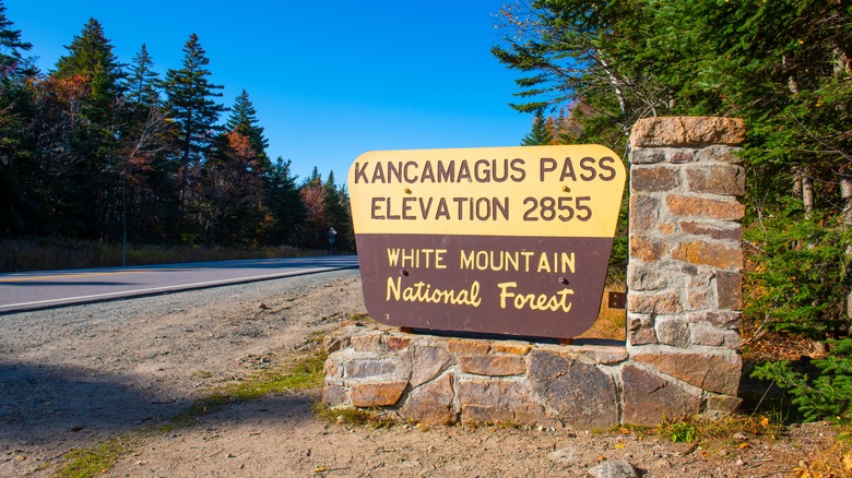 Sign for Kancamagus Pass