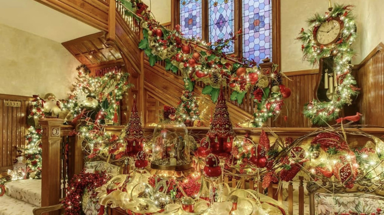 Interior view of Stetson Mansion during the Christmas tours