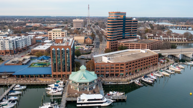 Buildings and harbor in Hampton, Virginia