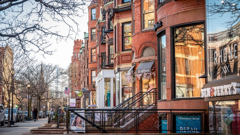 Shops along Newbury Street.