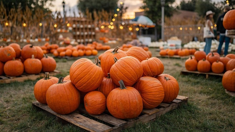 Pile of pumpkins for sale