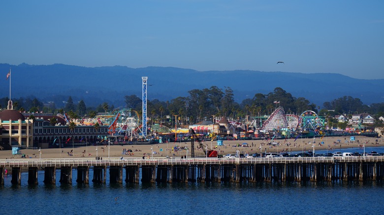 View of the amusement park on Santa Cruz Beach Boardwalk