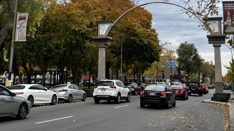 An arch marking the symbolic entrance to Little Italy in Montreal, Quebec