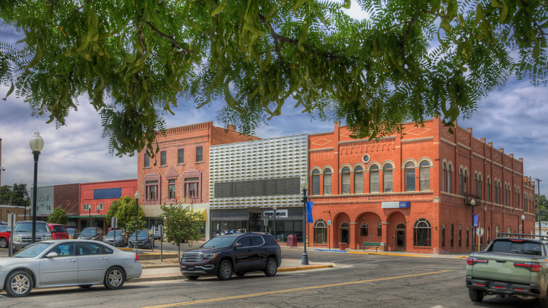 Street with buildings and cars in La Junta, Colorado