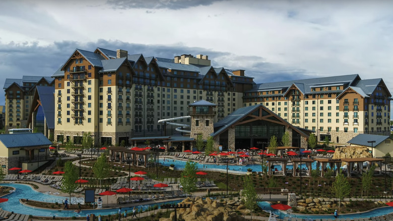 Gaylord Rockies exterior with the lazy river and waterpark