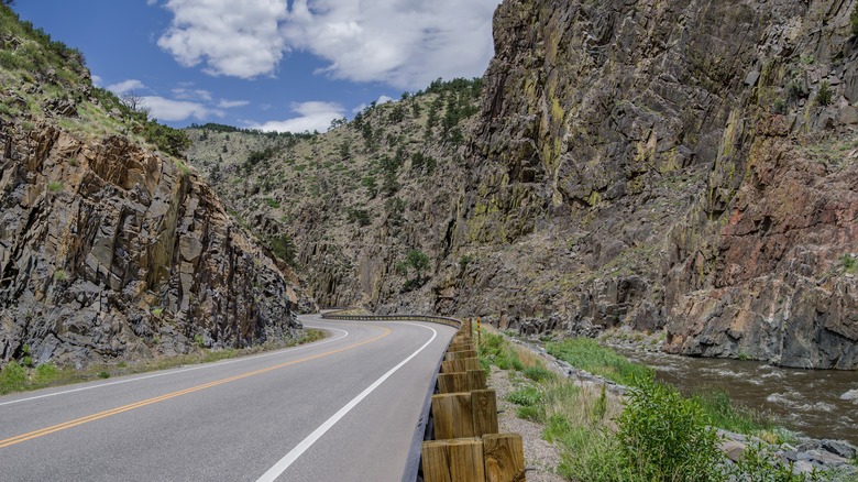 View of Big Thompson Canyon highway in summer.