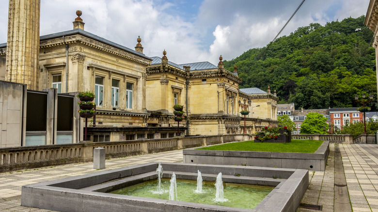 Historic spa, courtyard, and fountain